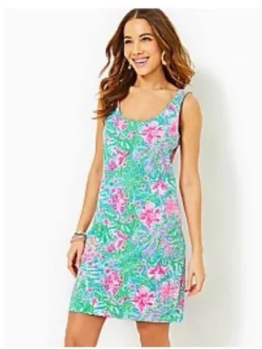 Lilly Pulitzer Floral Shift Dress Women’s XXL Pink Blue Tropical Print
